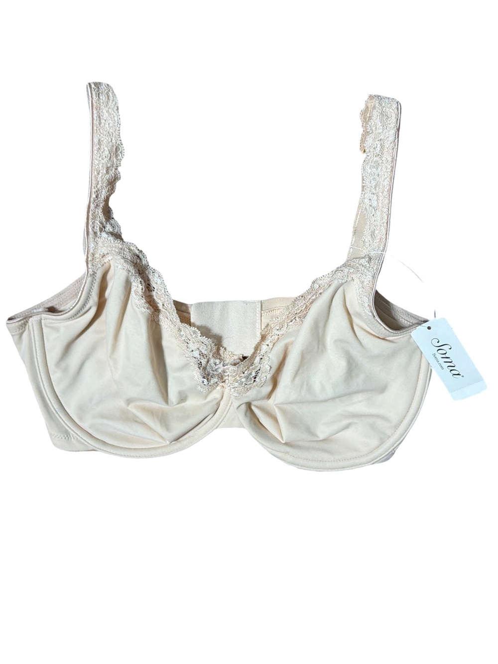 Soma Underwire Bra Cream 34DD Lace Trim